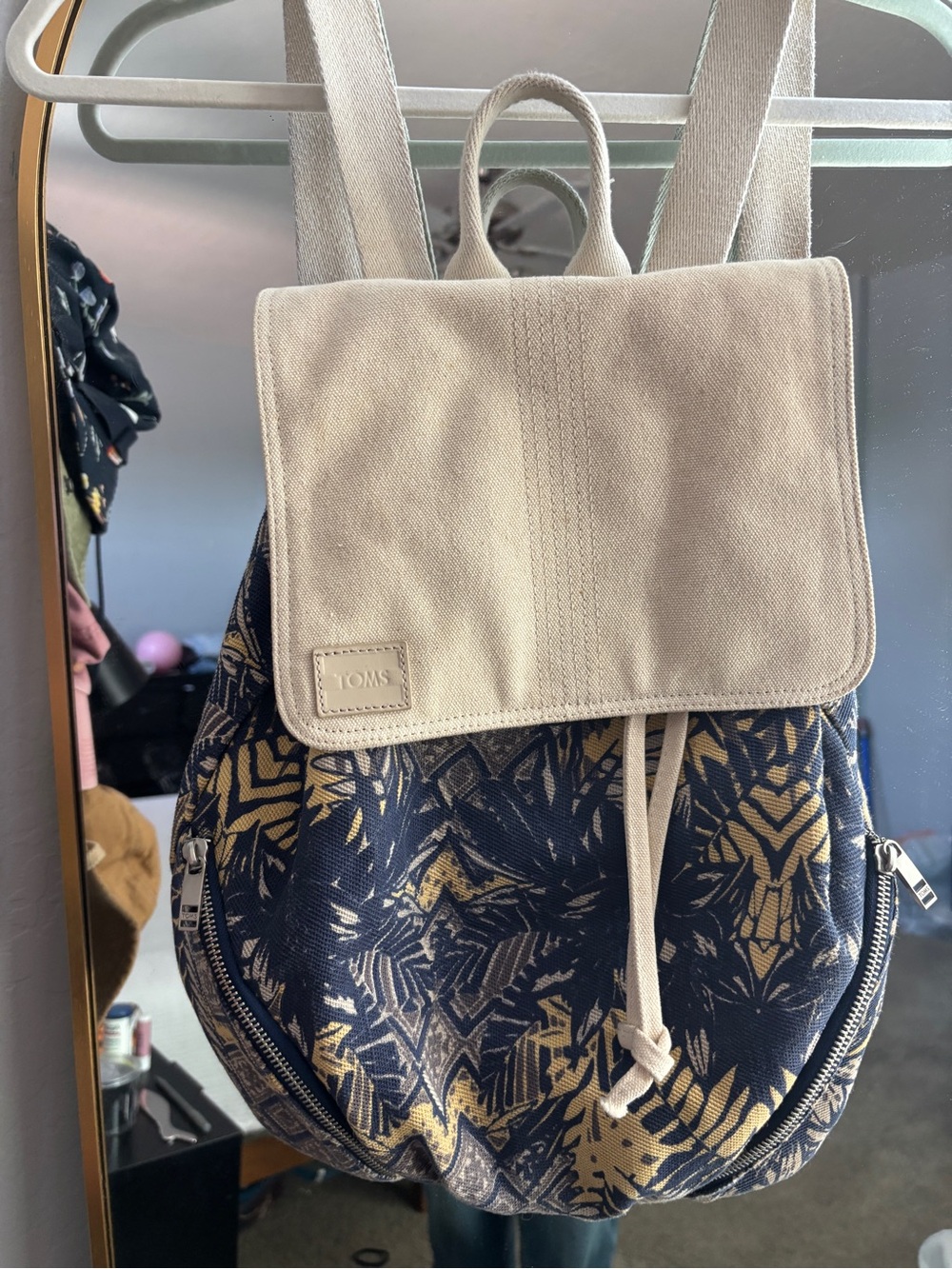 Tom’s canvas backpack